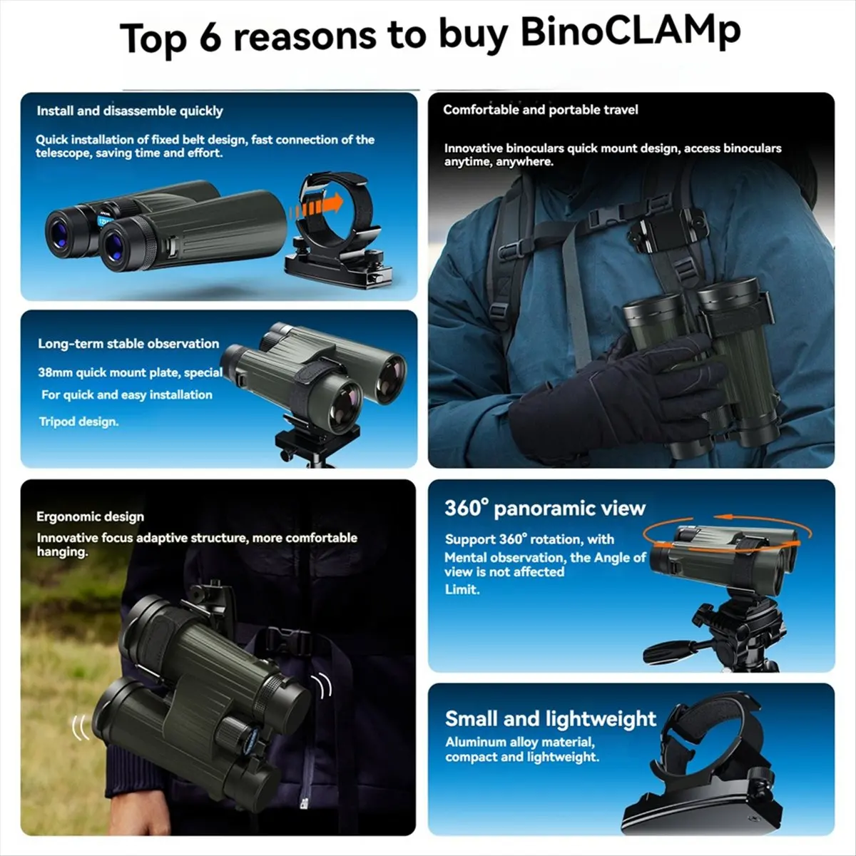 Telescope Mount 38MM Quick Release Plate 1/4 Supports 360° Rotation for Monoculars Binoculars Backpack Mount