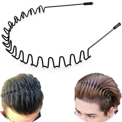 Metal Hair Band for Men Women's Headband Unisex Black Wavy Spring Sports Headbands  Hoop Clips Simple Women Accessories