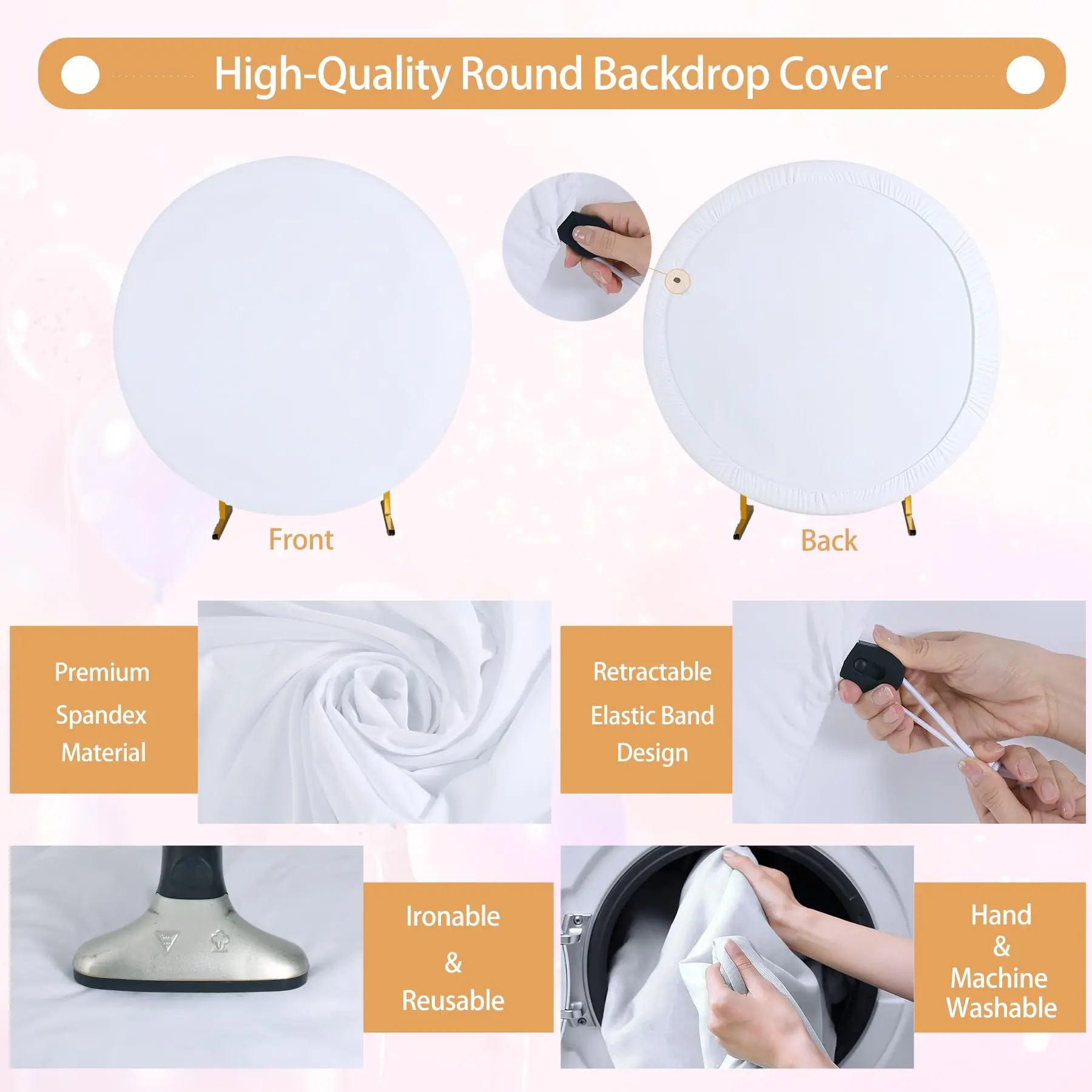 Wedding Round Arch Cover,Solid Color Spandex Arch Backdrop Cover Fitted Wedding Arch Stand,for Birthday Decoration Party Events