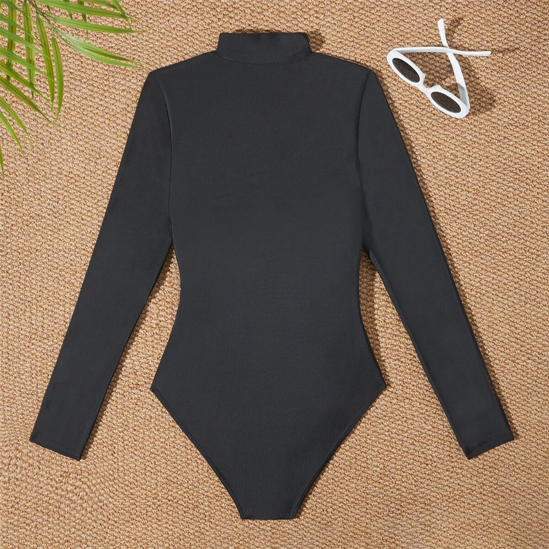 S - 2XL, 4 Farben, langärmelig, mit Reißverschluss, Surf-Rashguard, einteiliger Badeanzug, Damen-Badebekleidung, Badeanzug für Frauen, Badebekleidung, Schwimmanzug V6266 – Detail 8