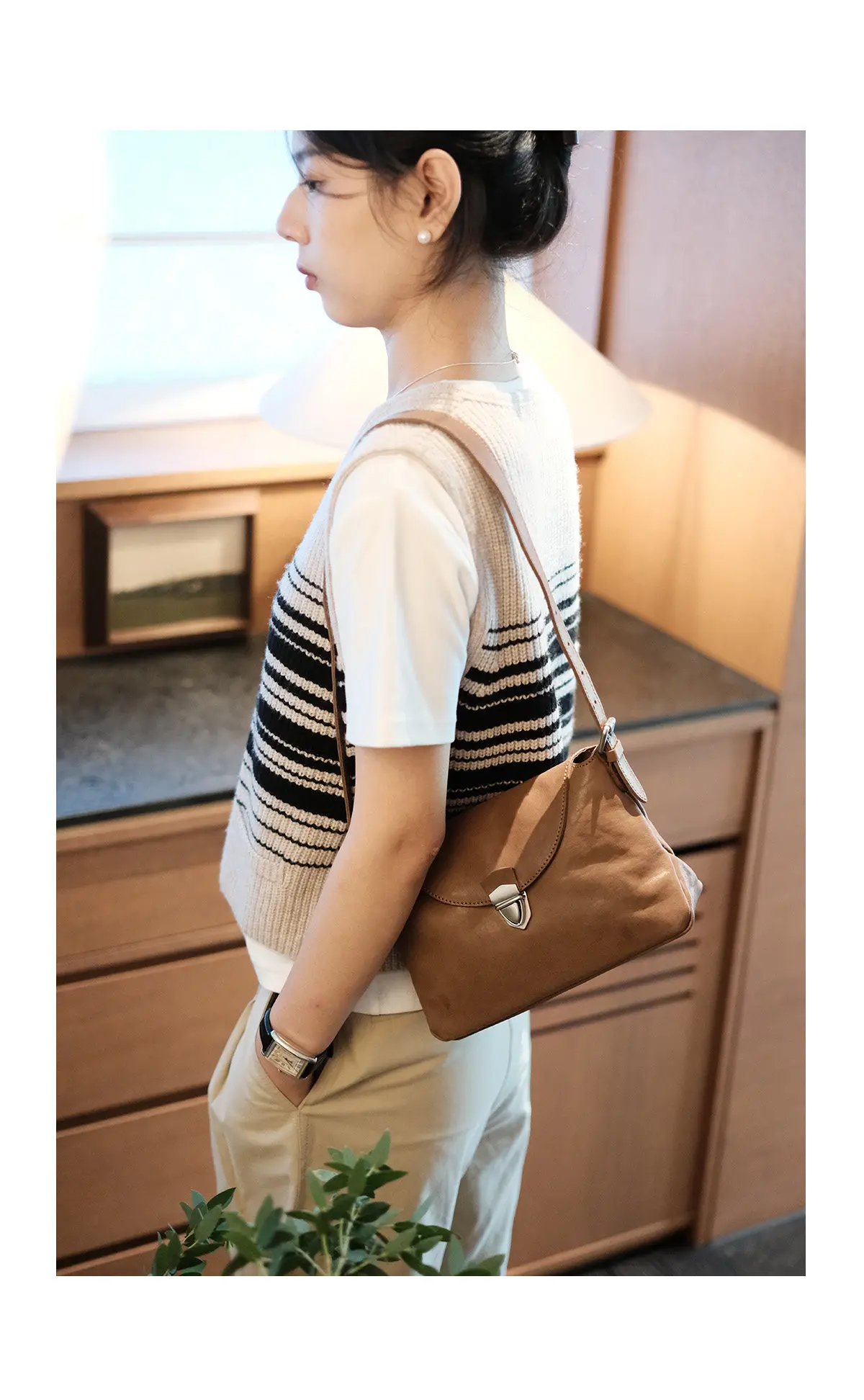 PNDME Vintage-Designer-Handtasche, handgefertigt, hochwertige Damen-Umhängetasche aus echtem Leder, ideal für den täglichen Gebrauch, Arbeit und Reisen, aus Rindsleder. – Detail 6