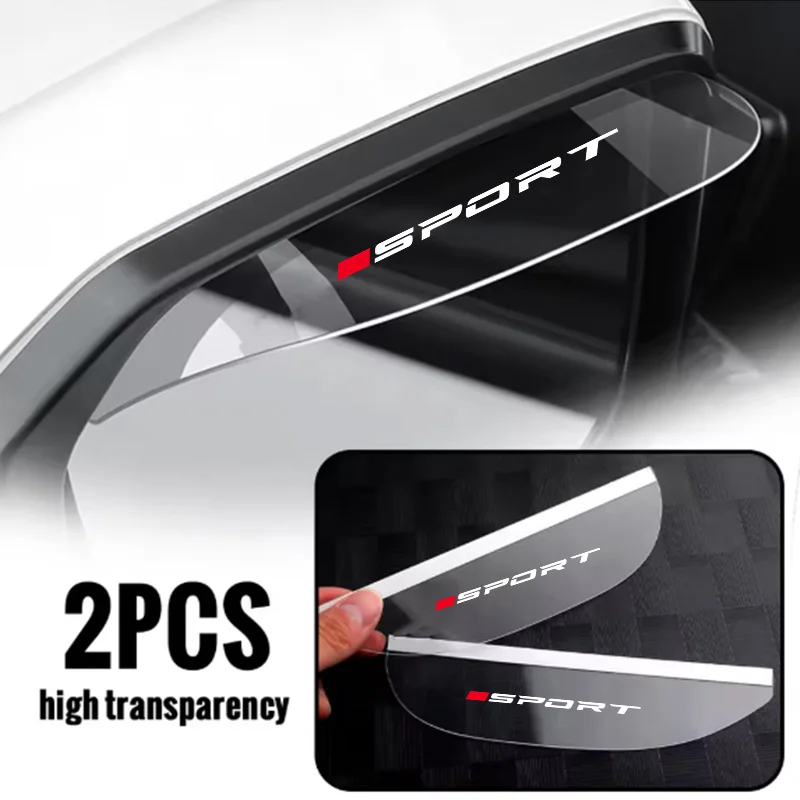 Single Red Sports Car Rearview Mirror Rain Shield, Anti-Rain, Anti-Fog, Anti-Glare, Transparent Rainproof Reflective Mirror Waterproof Panel