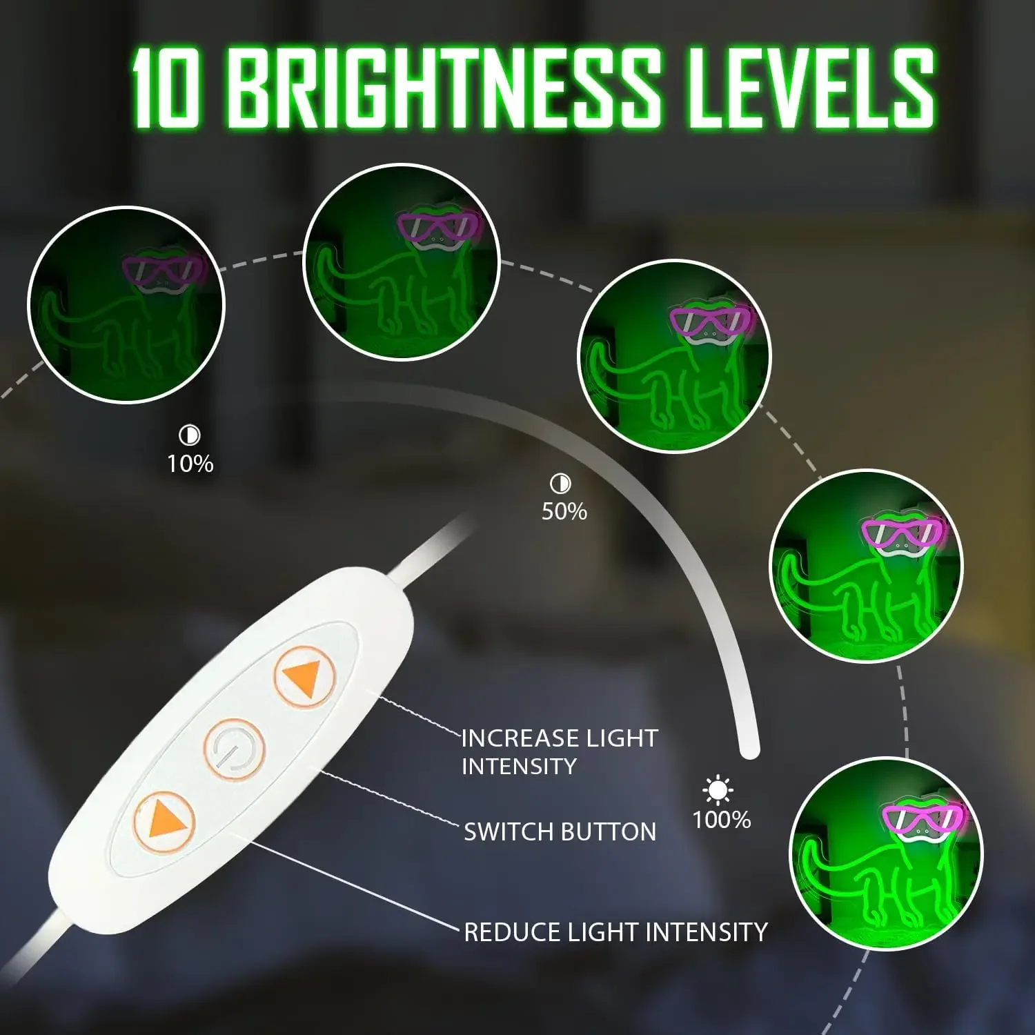 أبو بريص النيون تسجيل عكس الضوء الأخضر الإغوانا سحلية أضواء النيون LED لغرفة النوم رجل الكهف شريط المنزل لعبة غرفة عيد ميلاد ديكور حفلة USB