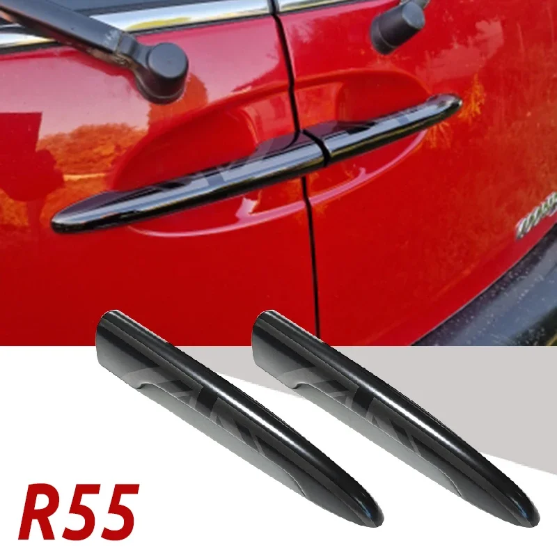 The Black Exterior Car Trunk Rear Door Handle Stickers Decoration Cover 2PCS/Set For MINI JCW F54 R55 Clubman Accessories