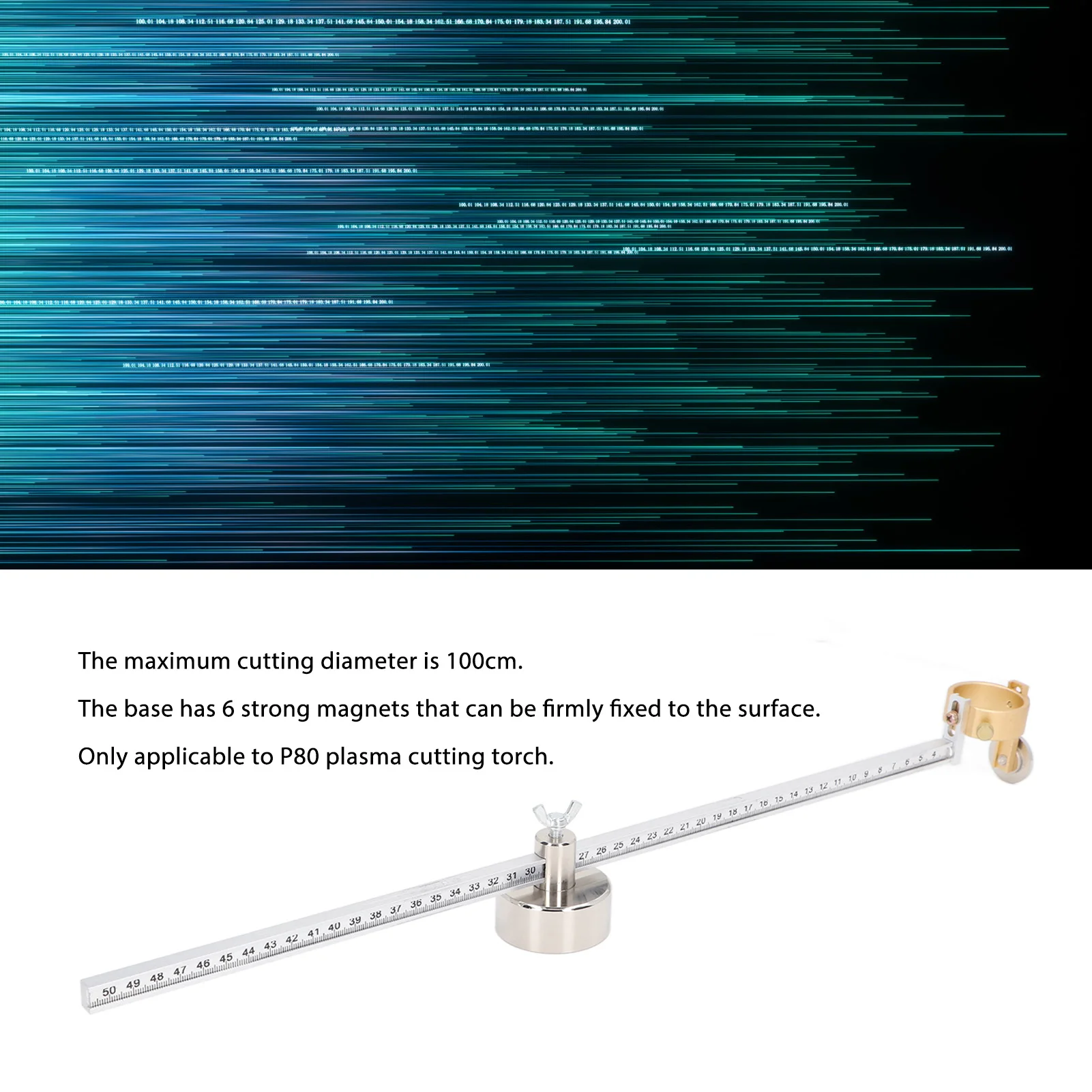 Круглая направляющая плазменной резки, прозрачная шкала, 50 см, регулируемый режущий ролик из алюминиевого сплава, направляющее колесо, компас