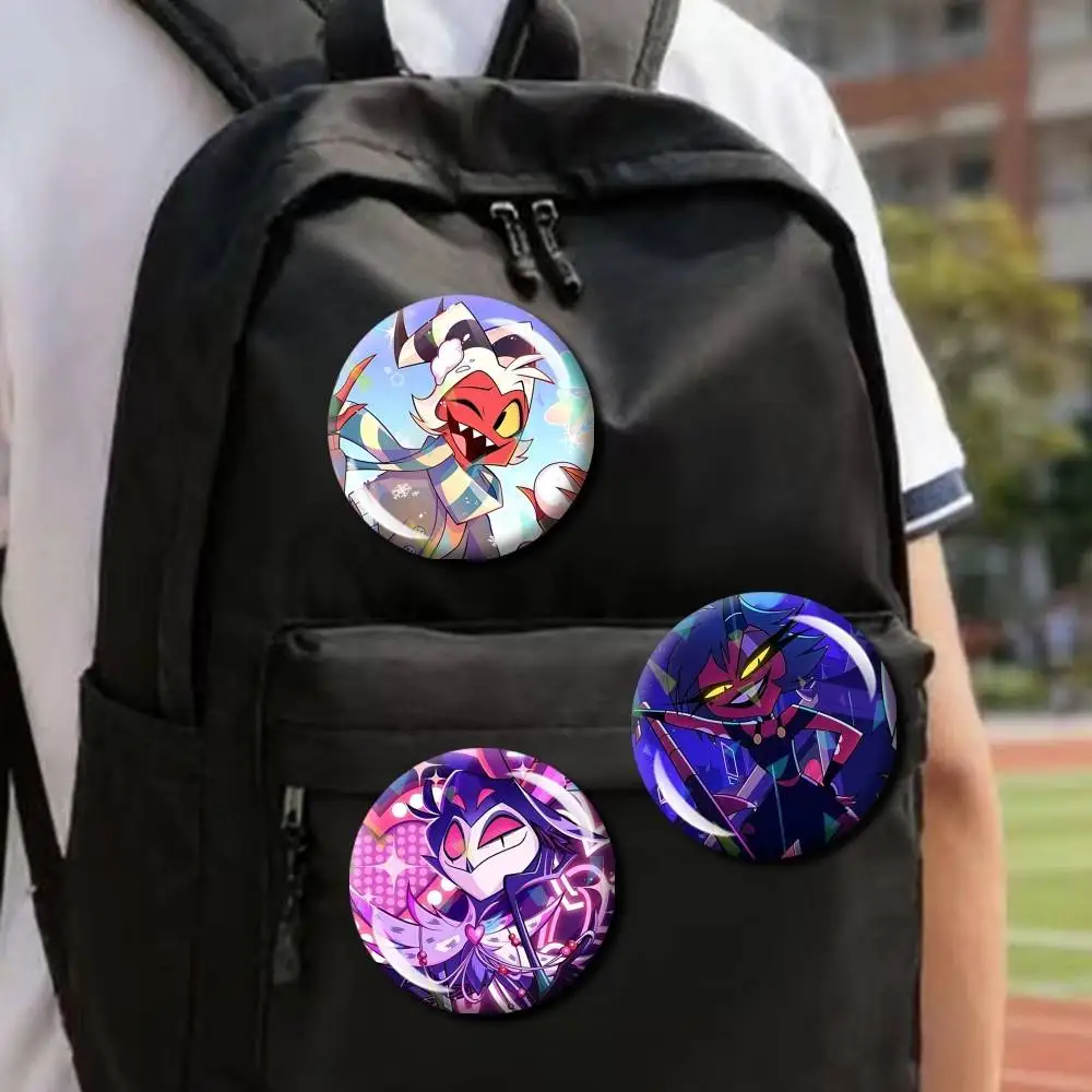 I-M-P Cartoon H-Helluva Boss Round Badge Pins Creative Pins Bag Decor Accessories Fan Collection Gifts for Friends