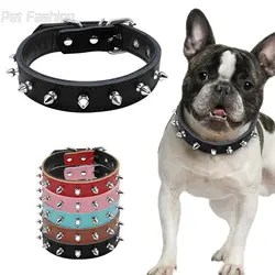 Collares de cuero con tachuelas para perros pequeños, medianos y grandes, Collar para mascotas, remaches, correa para el cuello, productos para mascotas antimordeduras