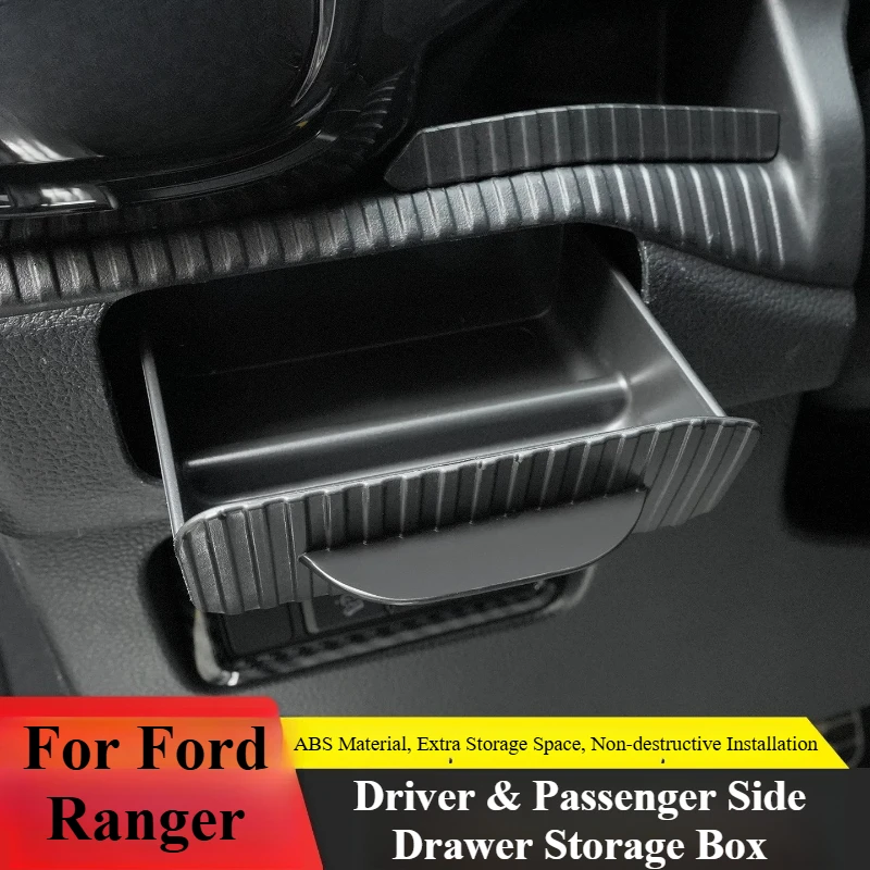 FOR 2023‑2026 Ford Ranger T9 Driver Passenger Pull‑Out Storage Box Tray Dust‑Proof Wear‑Resistant Interior Accessory