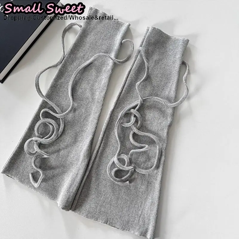 Women Lace Up Y2K Girls Lolita Women Streetwear Gothic Decoration Tie Leg Warmers Knitted Stockings Leg Warmer Lace Inner Socks