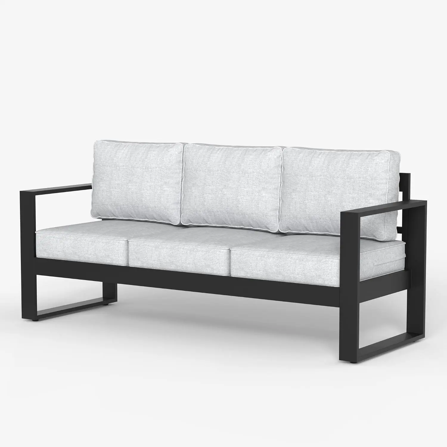 Outdoor Patio Aluminum Sofa, Metal Modern 3-Seat Couch with Washable Thick Cushions