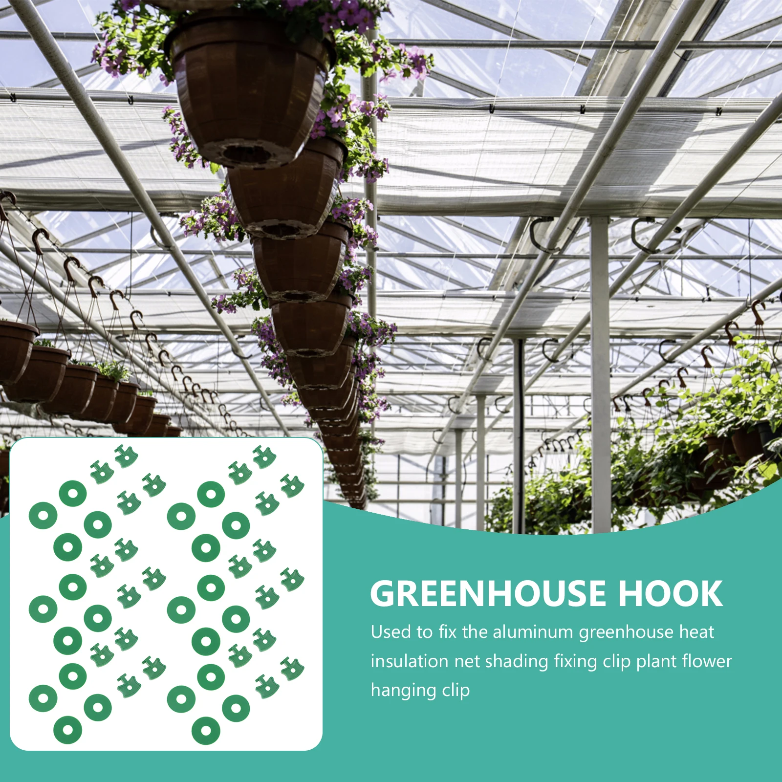

50Sets Greenhouse Hook Strong Uv Resistant Clip for Securing Shade Cloth Net Fast Installation Hanging Tool Greenhouse Clip