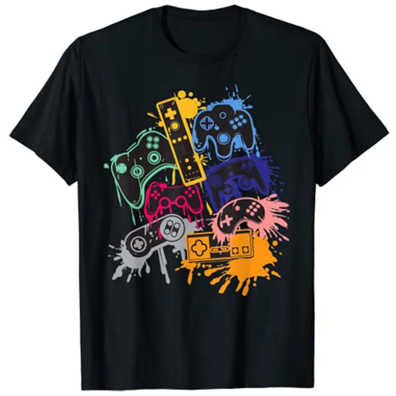Control All The Things Video Game Controller T-shirt Customized Products Graphic Tees Boys Fashion Gamer Short Sleeve Clothing