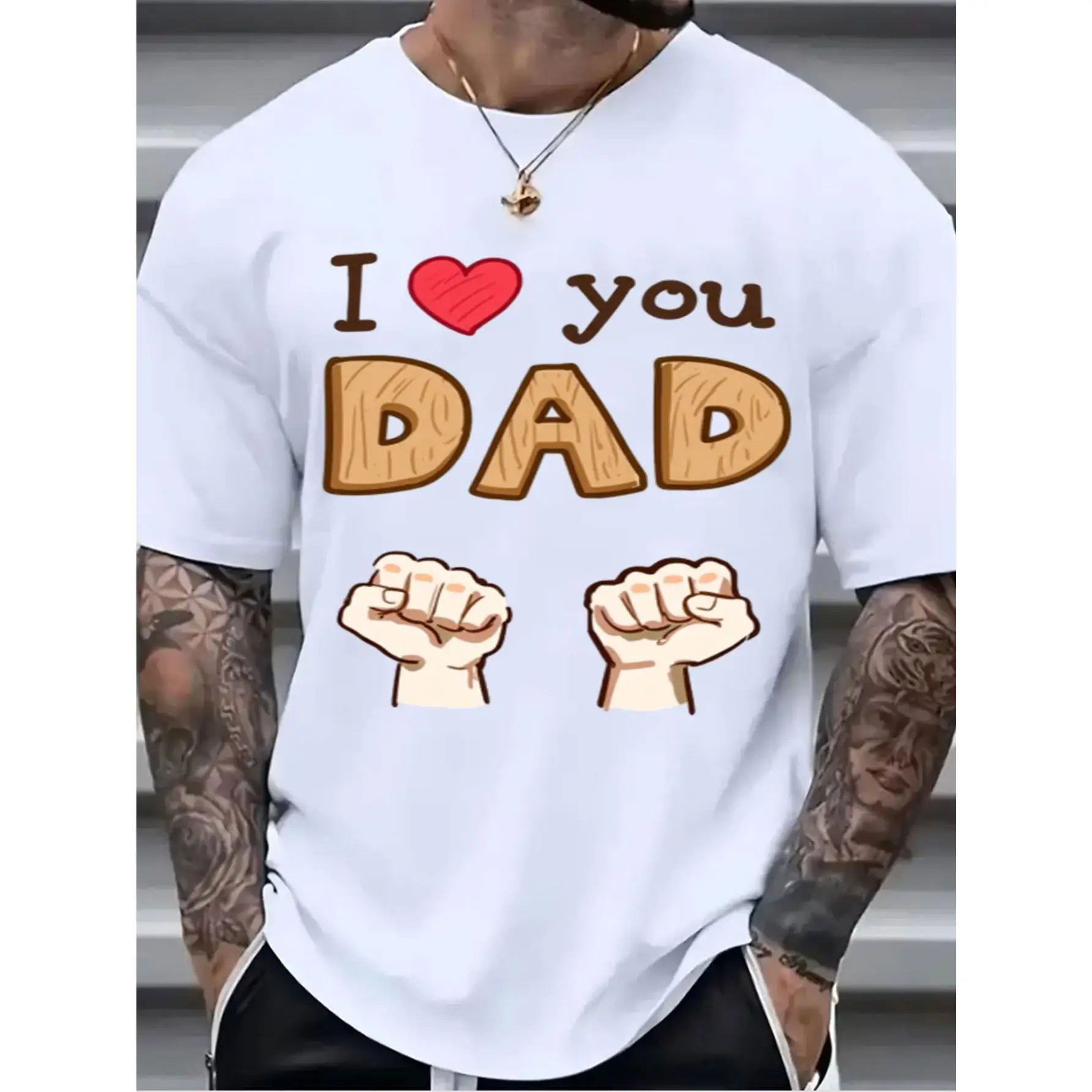 

Heartfelt Tribute T - shirt: 'Conveying Affection - I Love You Dad' with Charming Design