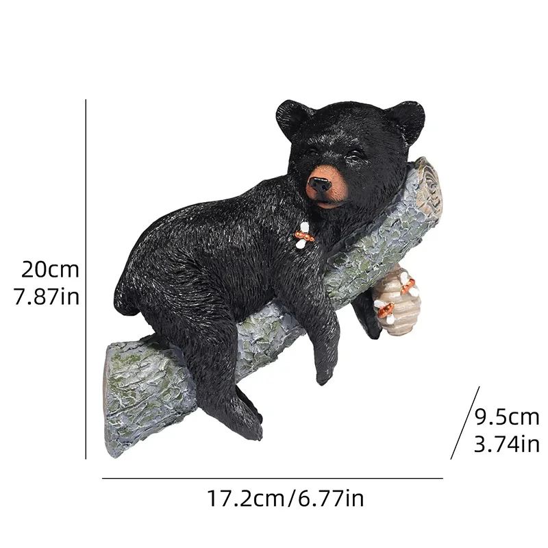 

Resin Black Bear Cub Statue Cute Animal Figurine Home Decoration Outdoor Garden Tree Trunk Ornament