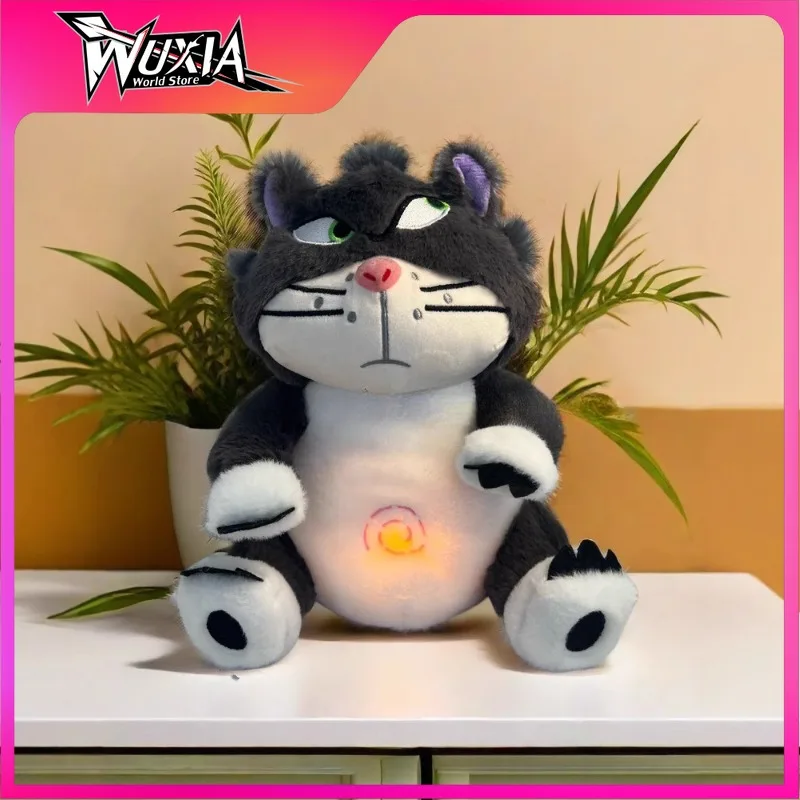 Kawaii Breathing Leering Slanted Eyed Cat Stuffed Plush Glowing Sleeping Pillow Cute Toy Stuffed Animals for Kids Birthday Gifts