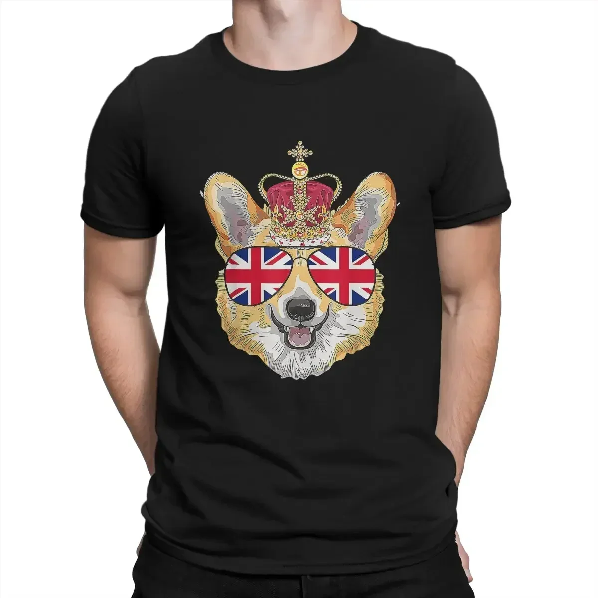 The Queen's Corgi Man TShirt The Queen's Platinum Jubilee 2024 Royal Corgi UK Sunglasses Individuality T Shirt