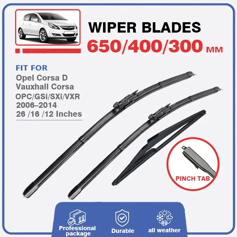 Car Front Rear Wiper Blades Set For Vauxhall Opel Corsa D 2006-2014 2008 2007 Windshield Windscreen 26