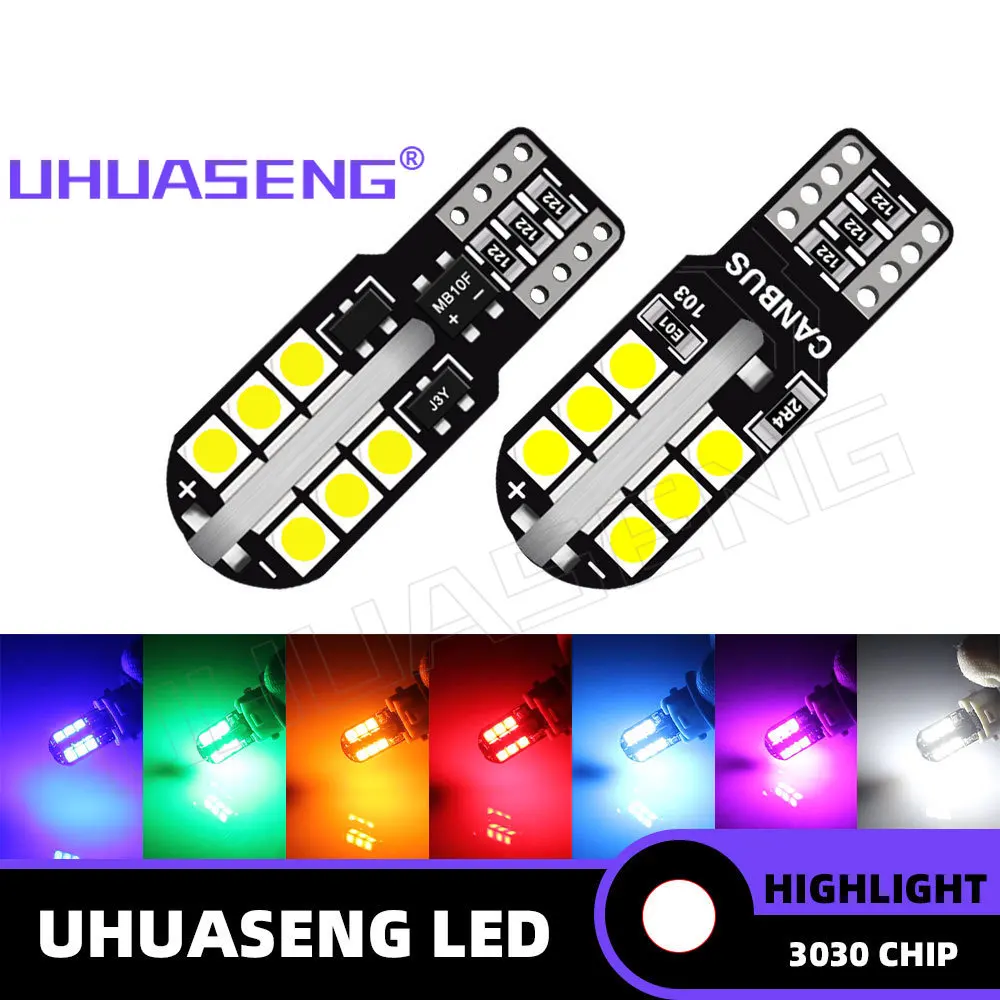 UHUASENG 2PCS CANBUS Led T10 W5W Bulb Super Bright 194 Car Interior Light Parking License Plate Reading Clearance Signal Lamp