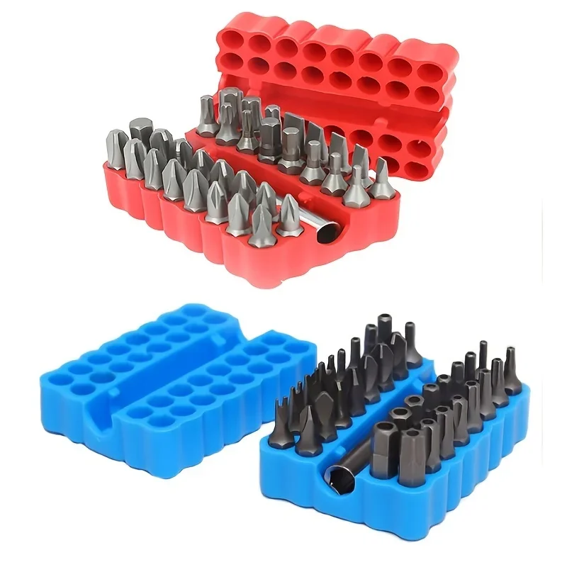 33-Piece Security Bit Set with Magnetic Extension Bit Holder - Includes Tamper Resistant, Hexagon, Metric Hex and Star Bits