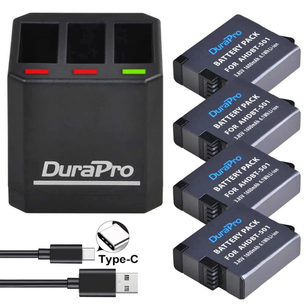 1600mah for GoPro AHDBT-501 Hero 7 hero 6 hero 5 Black Battery + Charger for Go Pro Hero 7 6 5 Black camera battery
