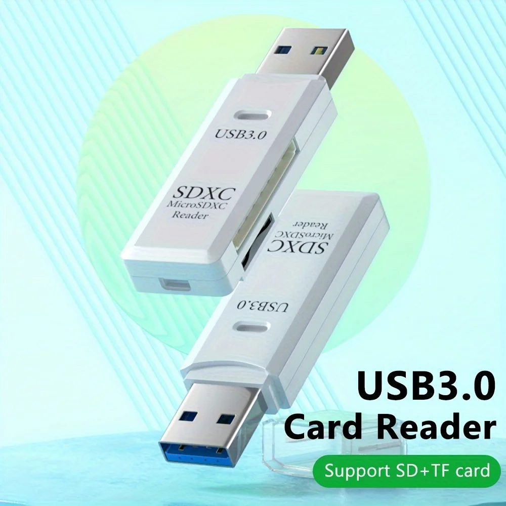 قارئ بطاقات متعدد 2 في 1 صغير عالي السرعة USB 3.0/2.0 محول محرك فلاش لتخزين بطاقة Micro SD TF