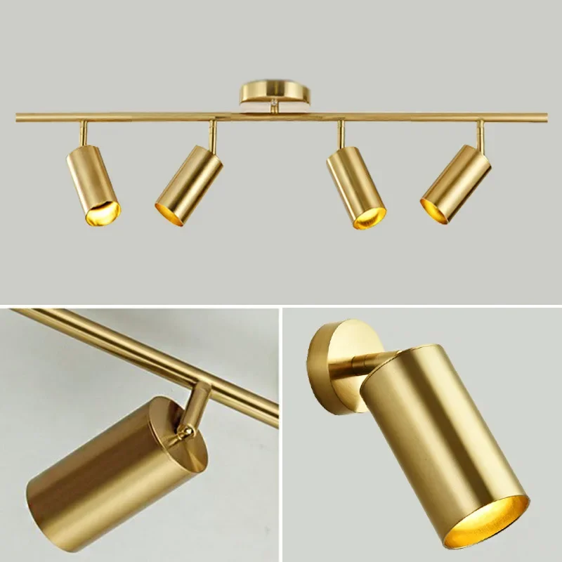 

Modern Clothing Store Guide Rail Light Creative Personality Gold Exposed Ceiling Spotlights Background Wall Room LED Lights