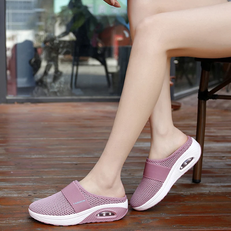 Women Wedge Slippers Anti-slip Casual Female Sandals Platform Retro Summer thick sole air cushion shock absorption outdoor Shoes