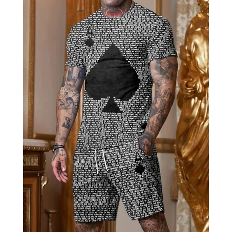 2025 Men's Breathable and Comfortable Short Sleeved Suit Best-selling New Set 3D Printing Design for Outdoor Travel