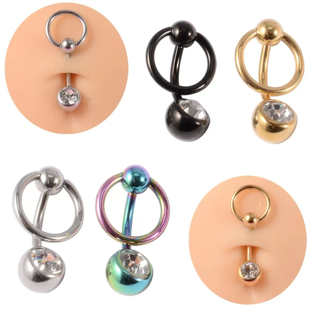 1PC Surgical Steel Navel Piercing Captive Bead Ring Belly Button   Loop Ring Body Jewelry