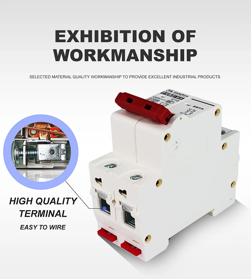 2p DC 1000V Solar leistungs schalter 6a 10a 20a 25a 32a 40a 50a 63a DC1000V PV MCB Din Rail Batteriesc halter für Photovoltaik anlage – Detail 6