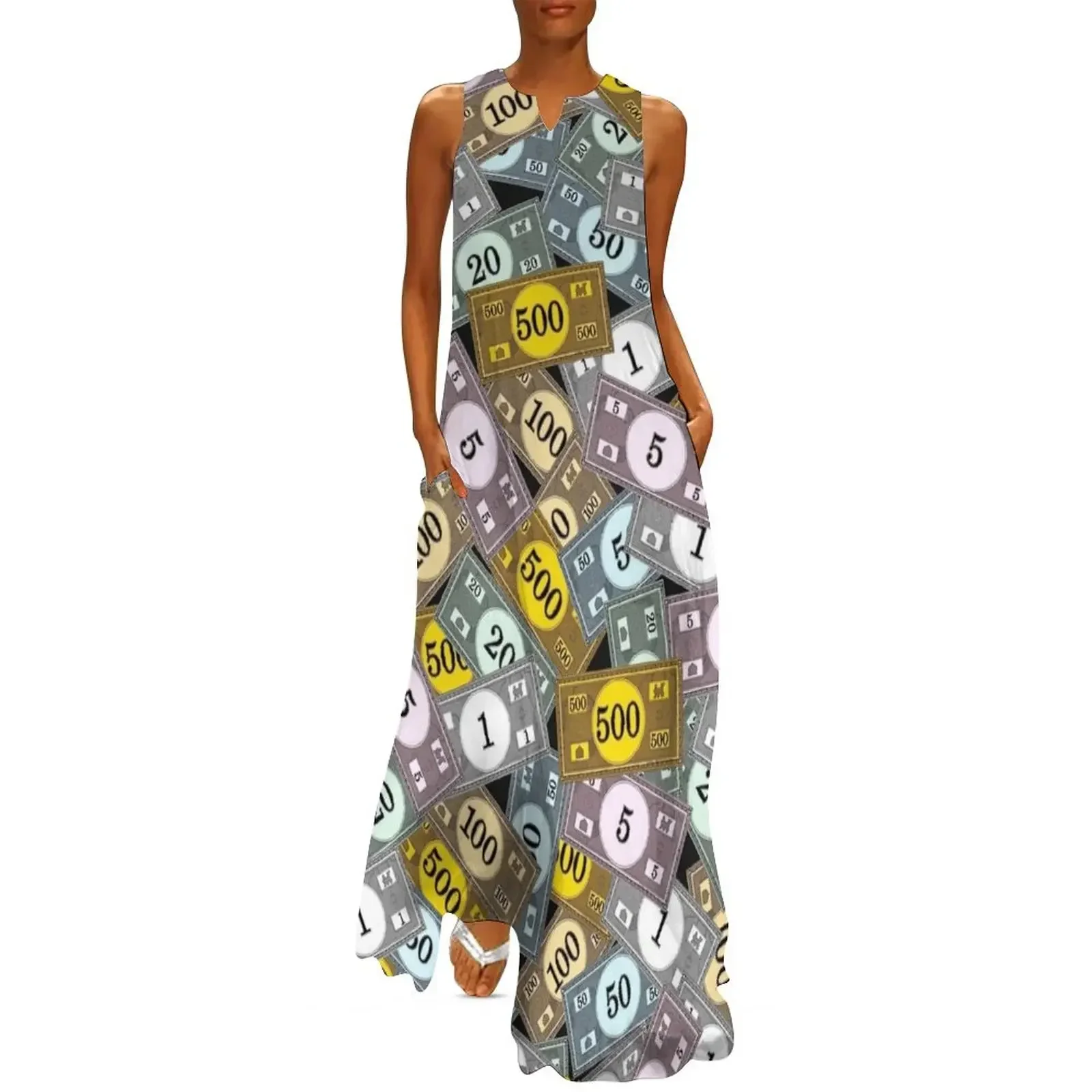 

Table Games Money Cash Pattern Long Dress Women's skirt Dress for pregnant women prom dress women elegant luxury
