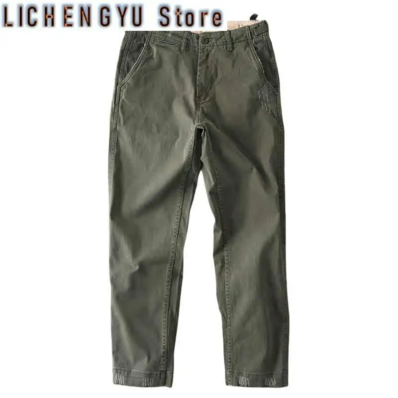 

Осень и зима, новые американские тканые саржевые тяжелые брюки-карго в стиле ретро, мужские простые повседневные прямые брюки из хлопка 97%