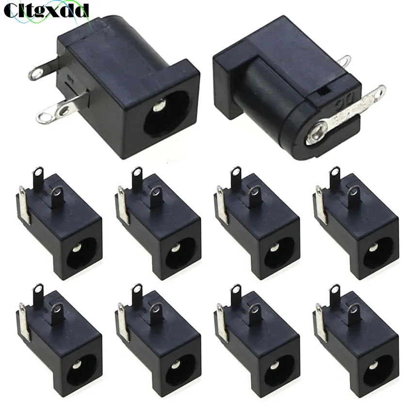 

Cltgxdd 10pcs PCB Mount 5.5 x 2.1 / 2.5 mm Female DC Power Jack Plug Socket Connector Black 5.5*2.1mm 5.5*2.5mm