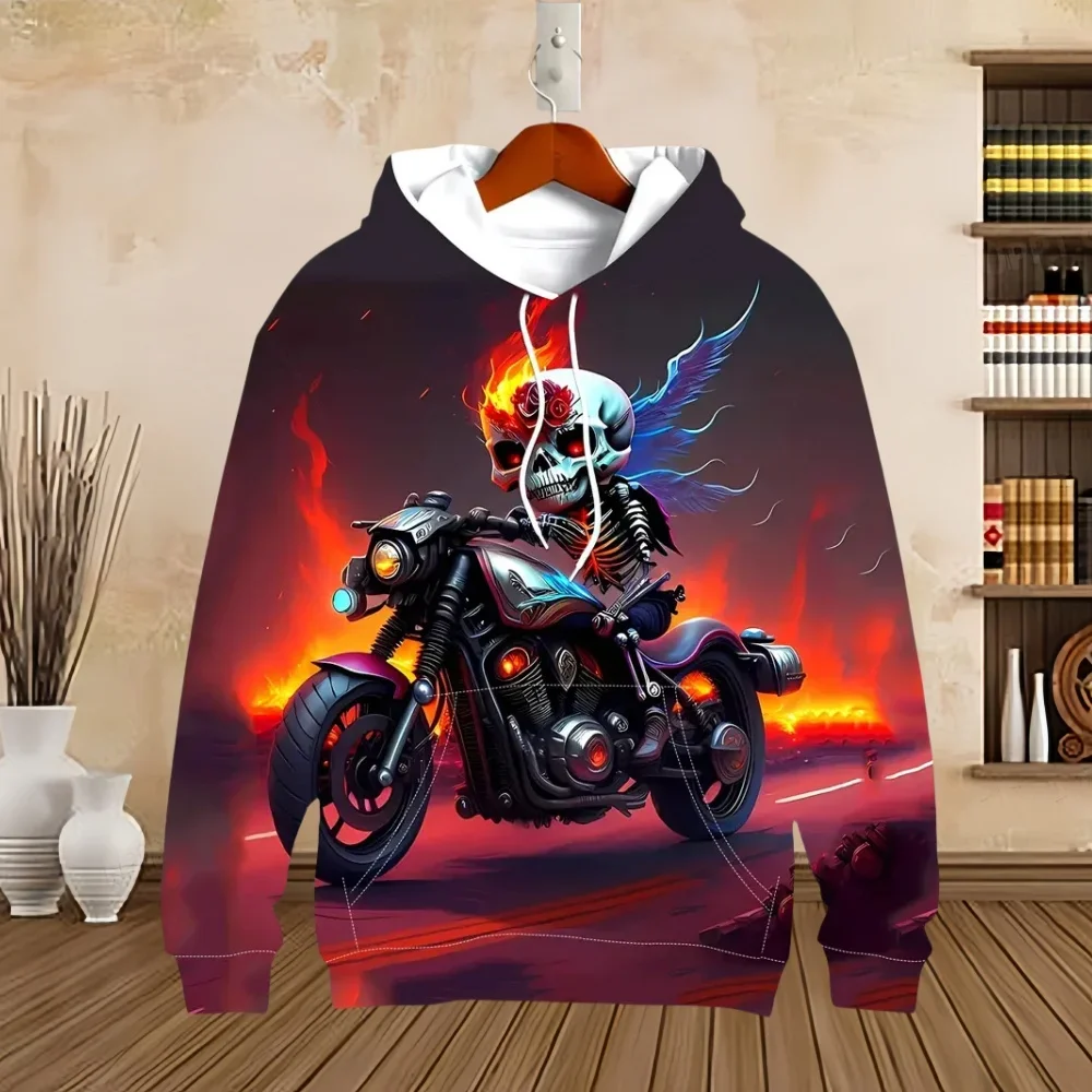 الرجال هوديي الجمجمة تصميم هوديس ثلاثية الأبعاد طباعة الرعب الجرافيك القمم الخريف Harajuku كم طويل الكنغر جيب هوديي للرجال الملابس