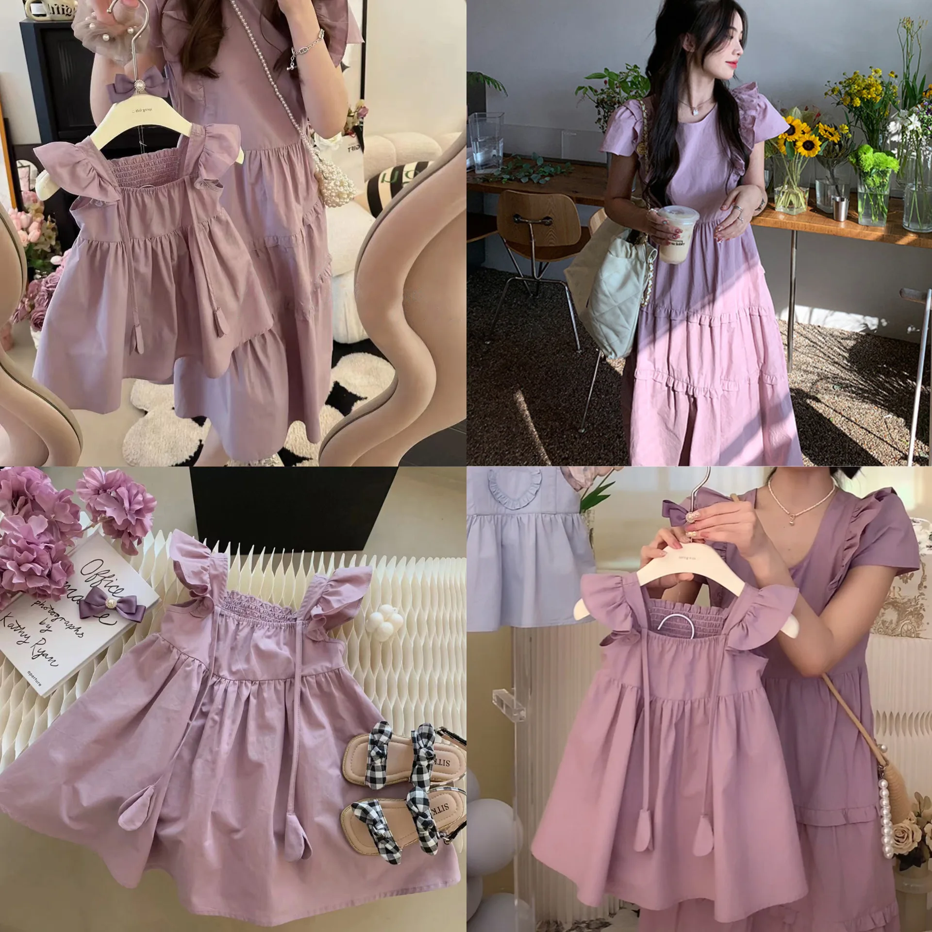 Mom Daughter Couple Look Dress Women Elegant Clothing Mother and Baby Girls One Piece Dresses 2023 Mommy and Me Matching Clothes