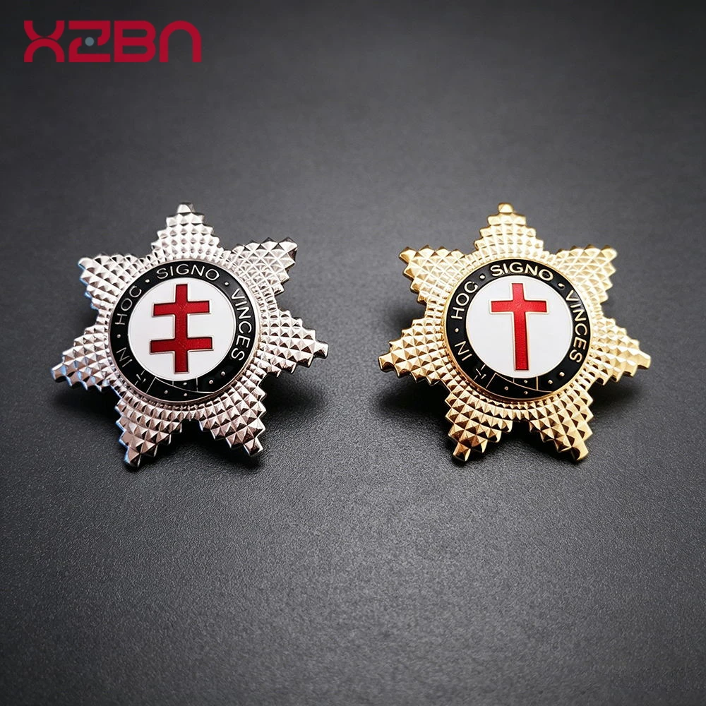 Masonic Lapel Pins Badge Mason Freemason Gold Silver Badge Order of The Red Cross Size 6.3 cm Exquisite Souvenirs for Banquet