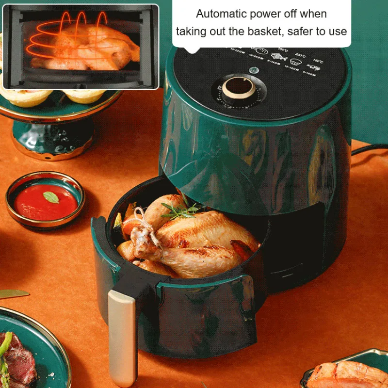 Homeuse oilfree and smokefree automatic largecapacity intelligent multifunctional electric fryer