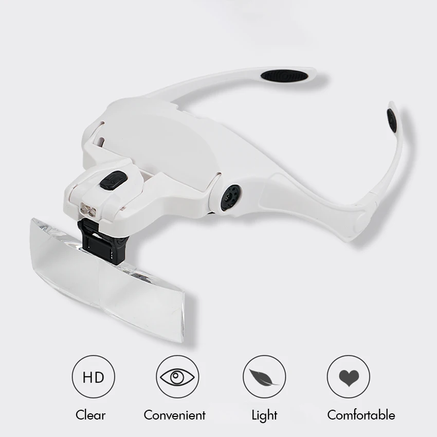 Magnifying Glasses LED Light Lamp Head Loupe Jeweler Headband Magnifier Eye Glasses Optical Glass Tool Repair Reading Magnifier