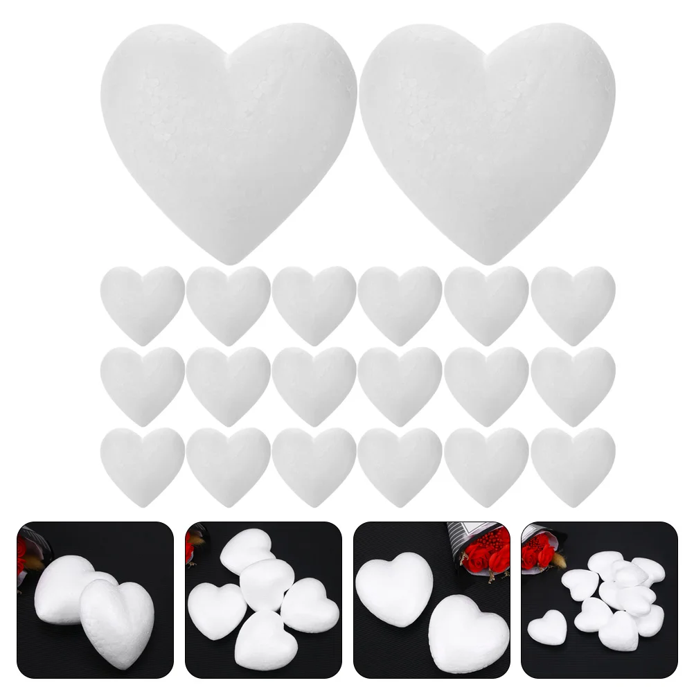 

20 Pcs Heart Shaped Foam Balls 50mm White Unfinished DIY Craft Supplies Wedding Decorations Foam Hearts for Arts
