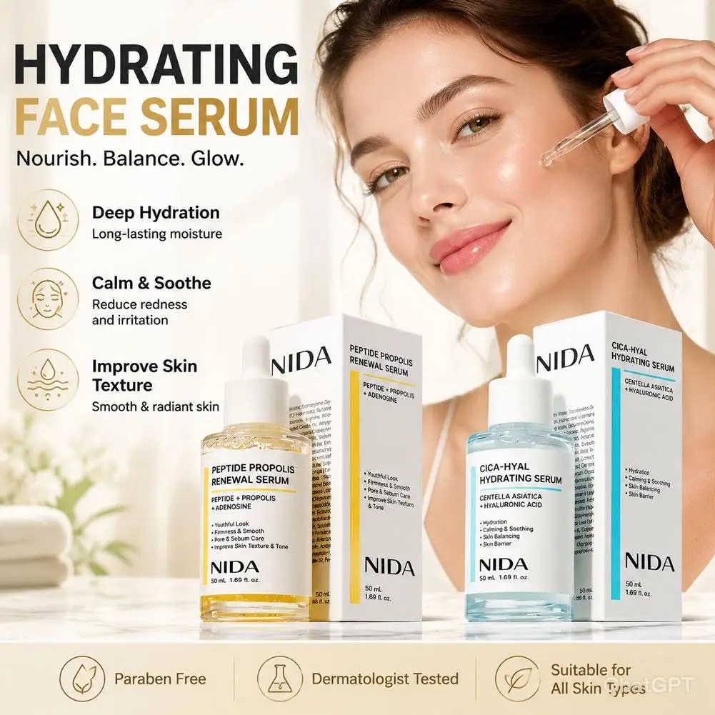 

For NIDA Propolis Peptide Rejuvenation Facial Serum Skin Barrier Double Repair Serum Firming & Smoothing Cream Facial Skin Care