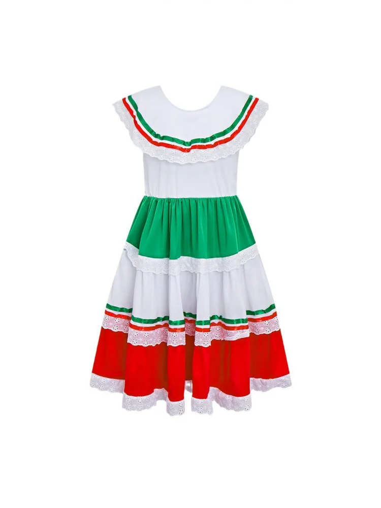 

Sweet Edged Halloween Girl's Dress Children's Festival Ethnic Style Holiday Cosplay Costume Memune Brand Polyester Material