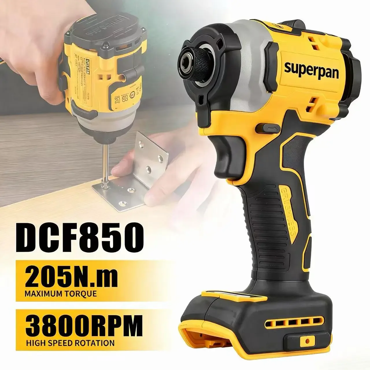 

Multifunctional Superpan Brushless Lithium Combo Kit - DCD805 DCF850 Drill, Impact Drill & Electric Screwdriver