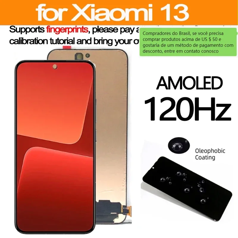 GEFENSI 6.36인치 샤오미 13용 AMOLED 교체용 LCD 디스플레이 터치 스크린 Mi 13 2211133C, 2211133G용