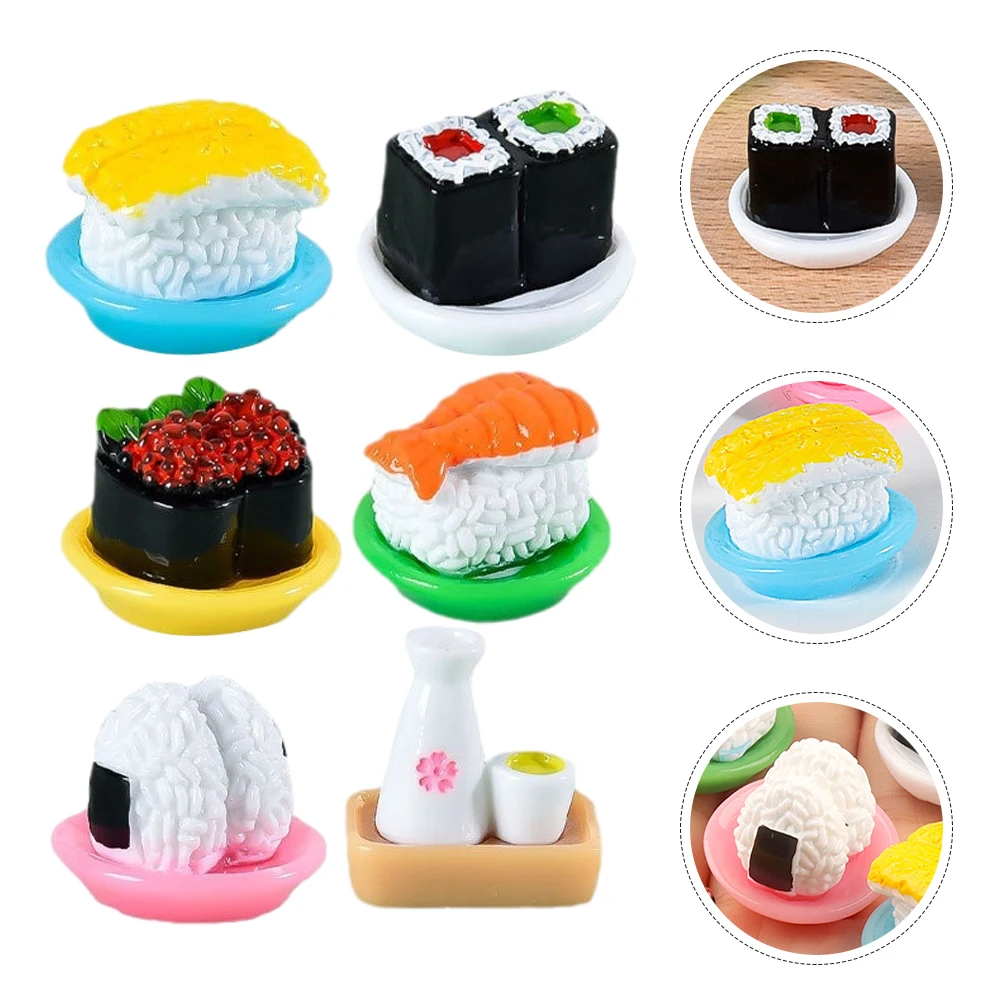 12 Pcs Simulation Sushi Mini Model Decor Artificial Dollhouse Food Toys Educational Montessori Reusable Lifelike