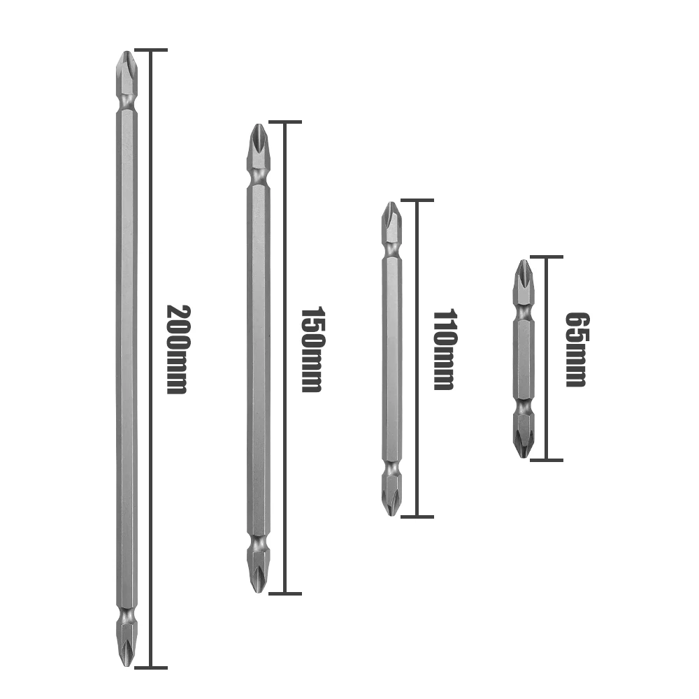 10Pcs 65-200mm Double-End Screwdriver Head Bits S2 Steel Ph2 Cross Bit Strong Magnetic High Hardness  Torque Batch Head Sets