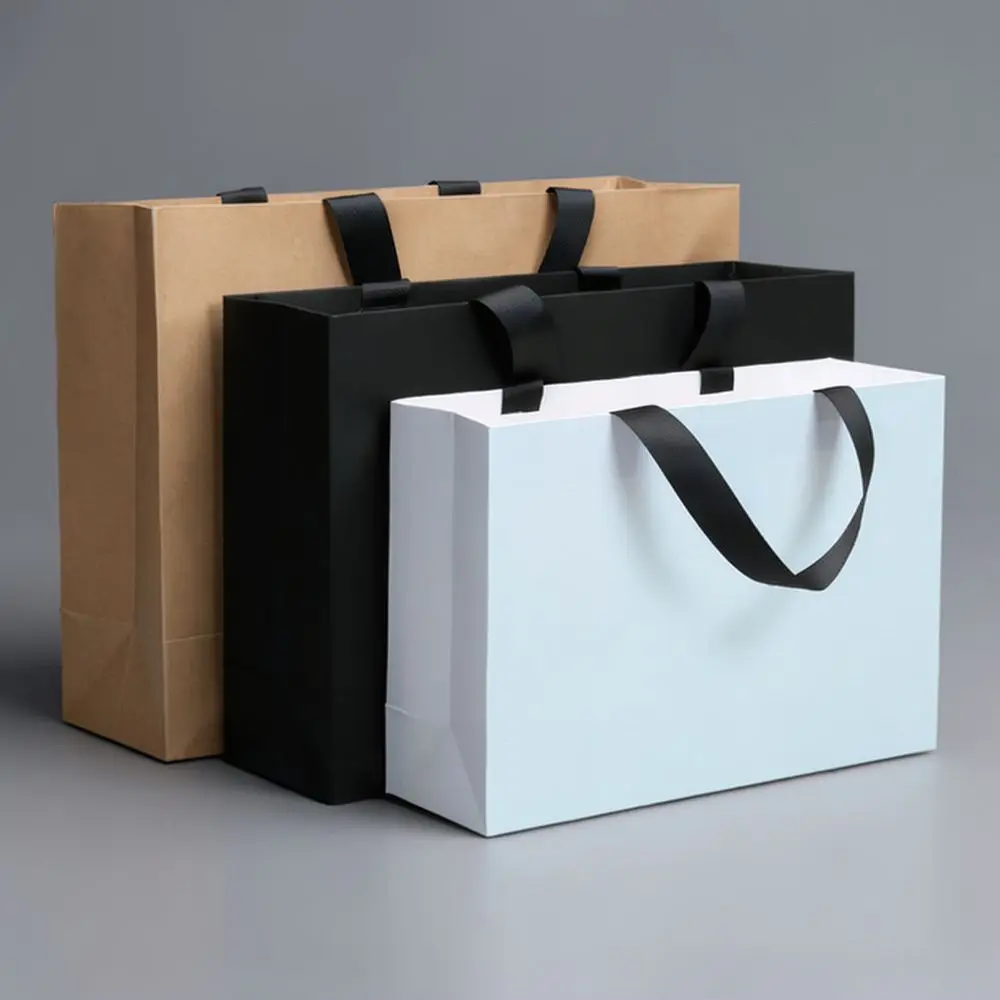 Elegant Kraft Paper Totes For Shopping Gift Packaging Sturdy Handle Merchandise Bags For Retail Boutique Apparel