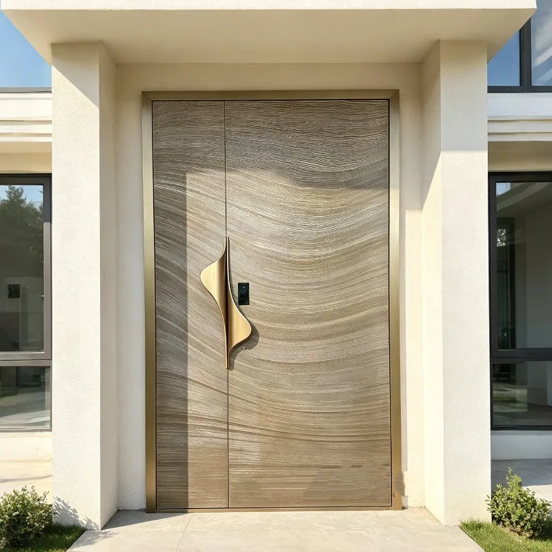 r light luxury home villa double self-built house carved cast aluminum single mother and child