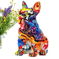 Colorful Dog Statue French Bulldog Home Decorations The Nordical Graffiti Animal Statue Decorative Figurines Gift For Dog Lovers