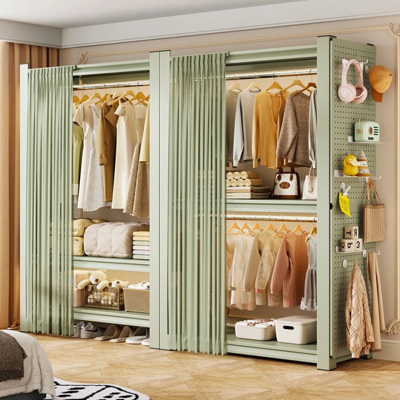green simple open closet Adjustable Layer metal durable wardrobe multi-layer Home kleiderschrank schlafzimmer bedroom furniture