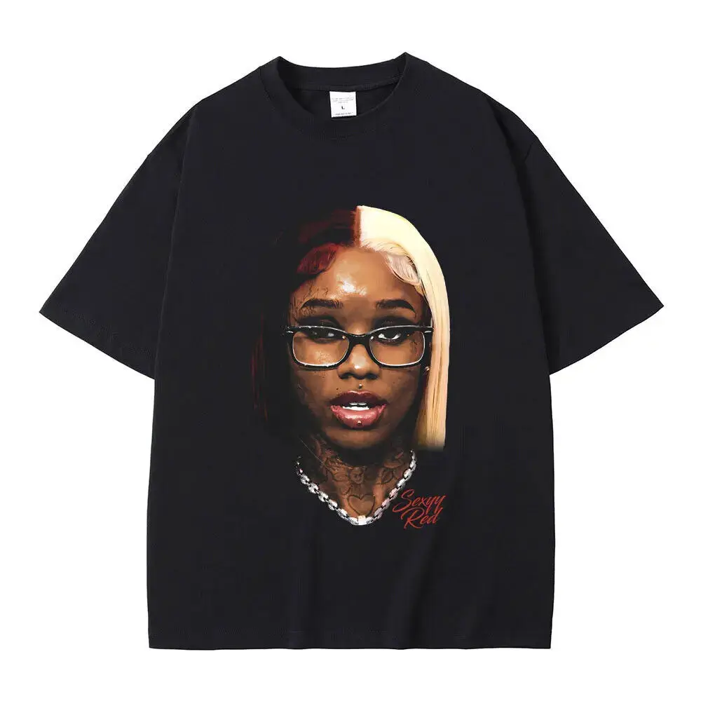 Rapper Sexyy Rode Nicki Minaj Face Print T-Shirt Hiphop Casual